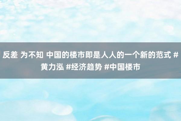 反差 为不知 中国的楼市即是人人的一个新的范式 #黄力泓 #经济趋势 #中国楼市