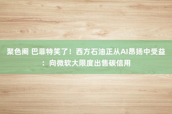 聚色阁 巴菲特笑了！西方石油正从AI昂扬中受益：向微软大限度出售碳信用