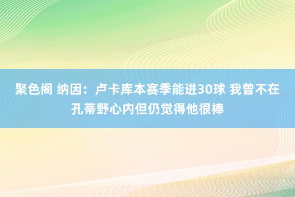 聚色阁 纳因：卢卡库本赛季能进30球 我曾不在孔蒂野心内但仍觉得他很棒