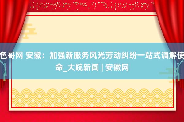 色哥网 安徽：加强新服务风光劳动纠纷一站式调解使命_大皖新闻 | 安徽网