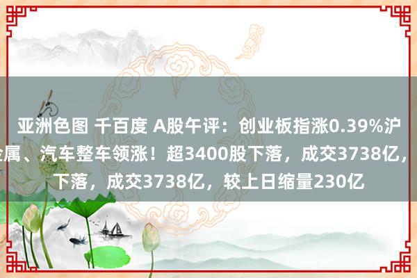 亚洲色图 千百度 A股午评：创业板指涨0.39%沪指跌0.21%，贵金属、汽车整车领涨！超3400股下落，成交3738亿，较上日缩量230亿