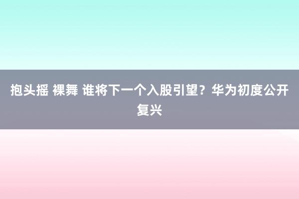 抱头摇 裸舞 谁将下一个入股引望？华为初度公开复兴