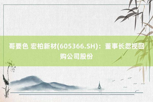 哥要色 宏柏新材(605366.SH)：董事长忽视回购公司股份