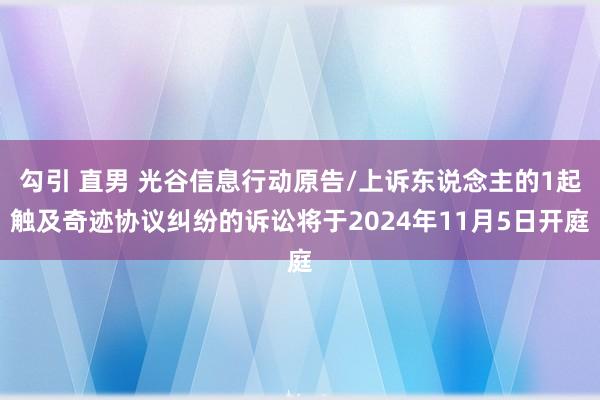 勾引 直男 光谷信息行动原告/上诉东说念主的1起触及奇迹协议纠纷的诉讼将于2024年11月5日开庭