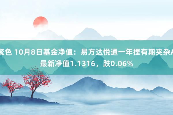 聚色 10月8日基金净值：易方达悦通一年捏有期夹杂A最新净值1.1316，跌0.06%