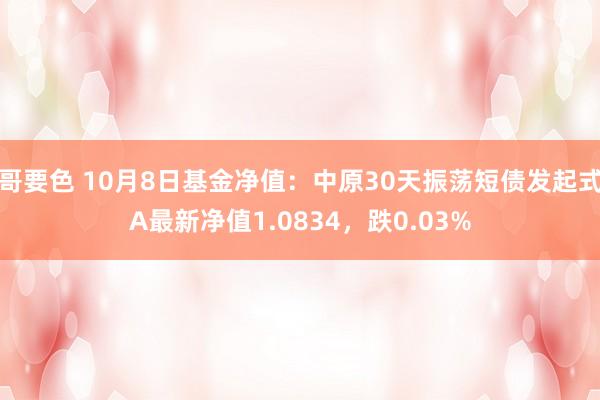 哥要色 10月8日基金净值：中原30天振荡短债发起式A最新净值1.0834，跌0.03%