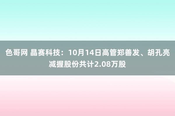 色哥网 晶赛科技：10月14日高管郑善发、胡孔亮减握股份共计2.08万股