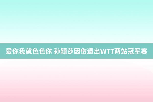 爱你我就色色你 孙颖莎因伤退出WTT两站冠军赛