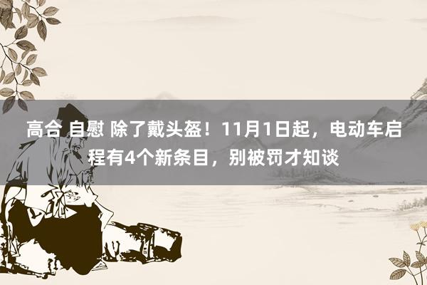 高合 自慰 除了戴头盔！11月1日起，电动车启程有4个新条目，别被罚才知谈