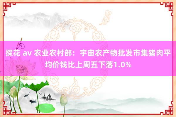 探花 av 农业农村部：宇宙农产物批发市集猪肉平均价钱比上周五下落1.0%