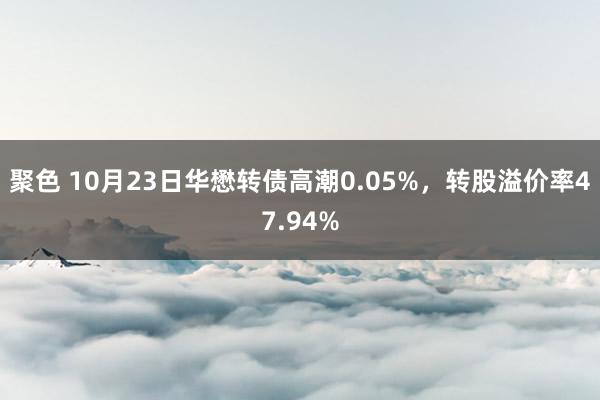 聚色 10月23日华懋转债高潮0.05%，转股溢价率47.94%