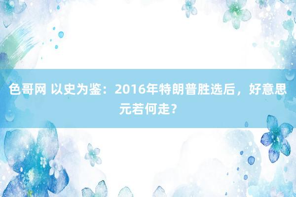 色哥网 以史为鉴：2016年特朗普胜选后，好意思元若何走？