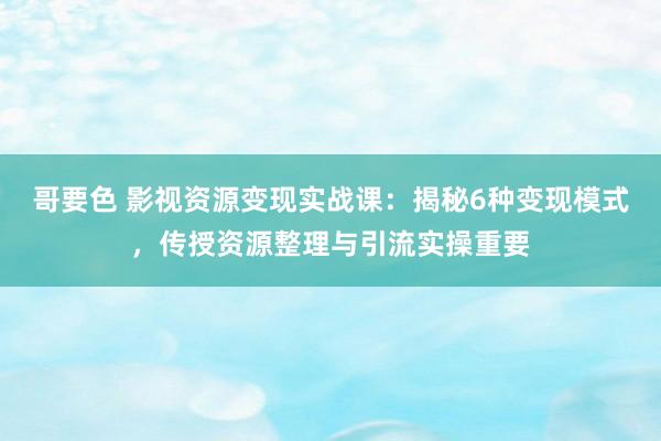 哥要色 影视资源变现实战课：揭秘6种变现模式，传授资源整理与引流实操重要