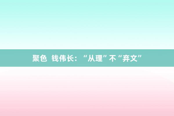 聚色  钱伟长：“从理”不“弃文”