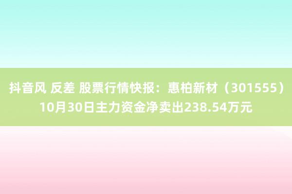 抖音风 反差 股票行情快报：惠柏新材（301555）10月30日主力资金净卖出238.54万元