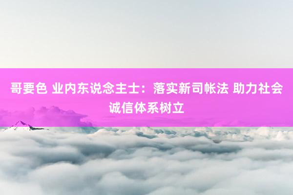 哥要色 业内东说念主士：落实新司帐法 助力社会诚信体系树立