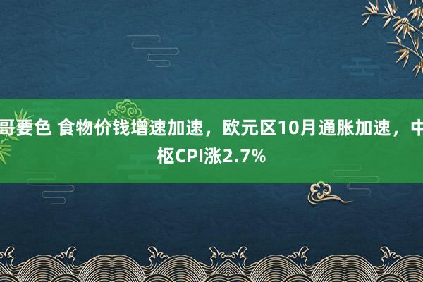 哥要色 食物价钱增速加速，欧元区10月通胀加速，中枢CPI涨2.7%