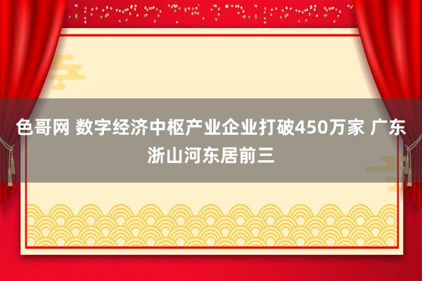 色哥网 数字经济中枢产业企业打破450万家 广东浙山河东居前三