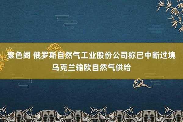 聚色阁 俄罗斯自然气工业股份公司称已中断过境乌克兰输欧自然气供给