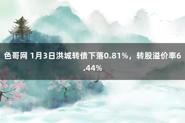 色哥网 1月3日洪城转债下落0.81%，转股溢价率6.44%