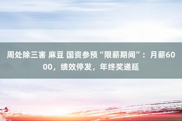 周处除三害 麻豆 国资参预“限薪期间”：月薪6000，绩效停发，年终奖递延