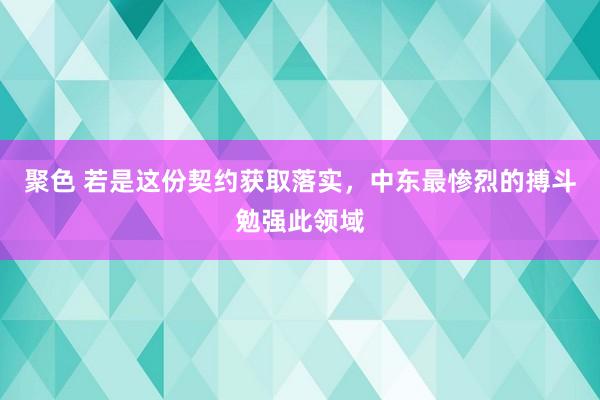 聚色 若是这份契约获取落实，中东最惨烈的搏斗勉强此领域