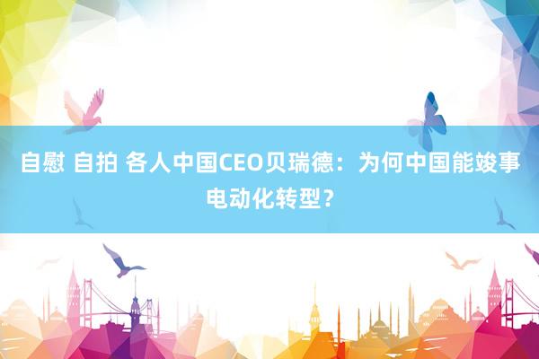 自慰 自拍 各人中国CEO贝瑞德：为何中国能竣事电动化转型？